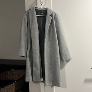 Zara Long Wool Grey Coat Womens S
